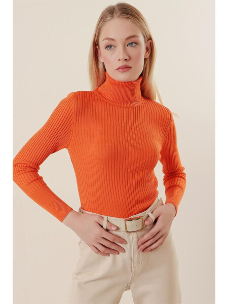 10311 Fisherman Neck Knit Sweater - Orange - 9