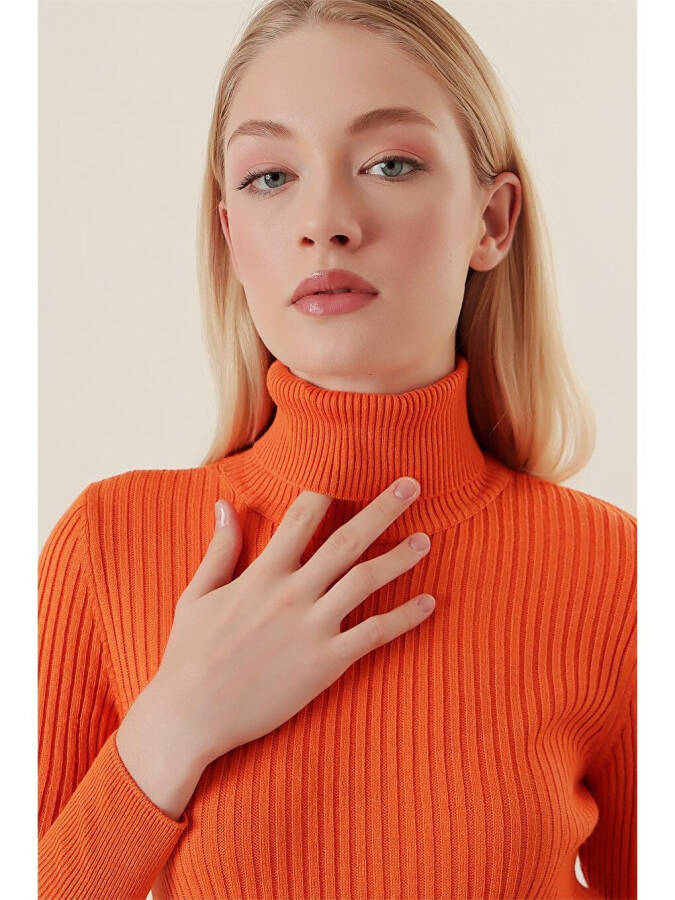 10311 Fisherman Neck Knit Sweater - Orange - 10