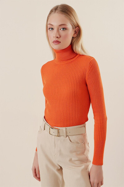 10311 Fisherman Neck Knit Sweater - Orange - 16