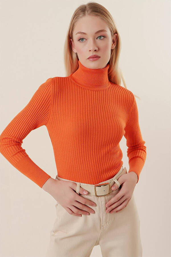 10311 Fisherman Neck Knit Sweater - Orange - 19