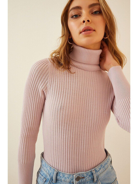 10311 Fisherman Neck Knit Sweater - Pink - 1