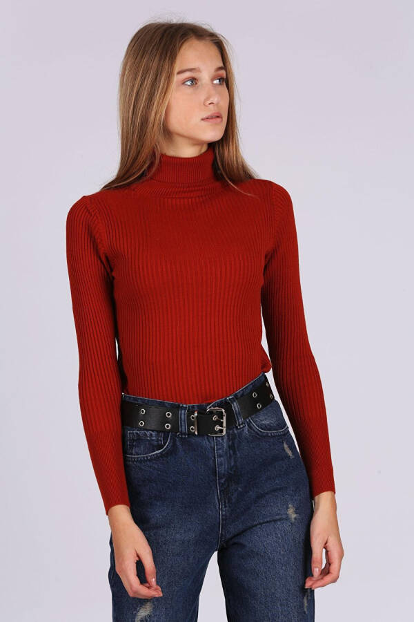 10311 Fisherman Neck Knit Sweater - Terracotta - 11