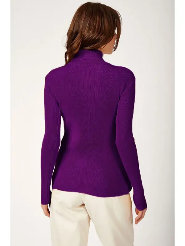 10311 Fisherman's Rib Knit Sweater - Purple-Purple - 2