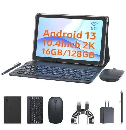 10.4 inç Tablet Klavye Kılıfı Fare ve Kalemli Android 13 Tablet 2'si 1 Arada Tablet Seti 16GB+128GB 1TB Artırılabilir Tablet PC 10.4