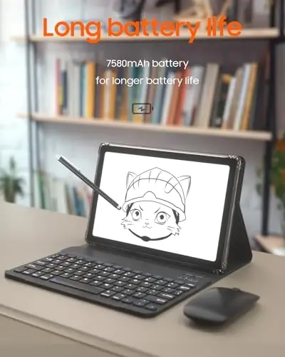 10.4 inç Tablet Klavye Kılıfı Fare ve Kalemli Android 13 Tablet 2'si 1 Arada Tablet Seti 16GB+128GB 1TB Artırılabilir Tablet PC 10.4