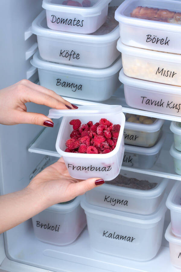 1046 16-Piece Labelled No Frost -25°c Deep Freezer Microwave Food Storage Container Set White - 3