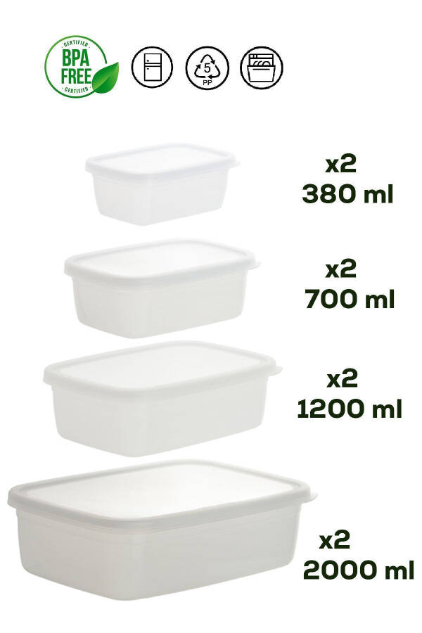 1046 16-Piece Labelled No Frost -25°c Deep Freezer Microwave Food Storage Container Set White - 5