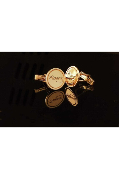 Gümüş Atatürk Imzalı Kol Düğmesi - Seçilebilir - SATURN JEWELRY