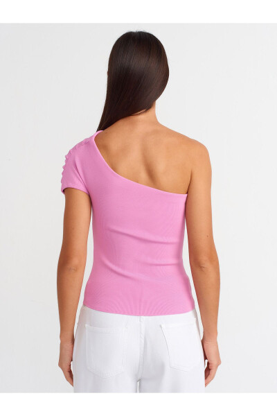 10597 Asymmetric Draped Knit Blouse - Pink - DILVIN (1)