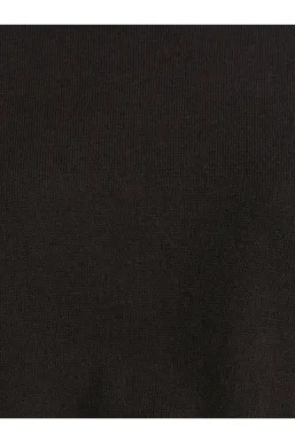 10633 Bisiklet Yaka Yünlü Basic Triko Kazak-Koyu Kahve-Koyu Kahve - 4