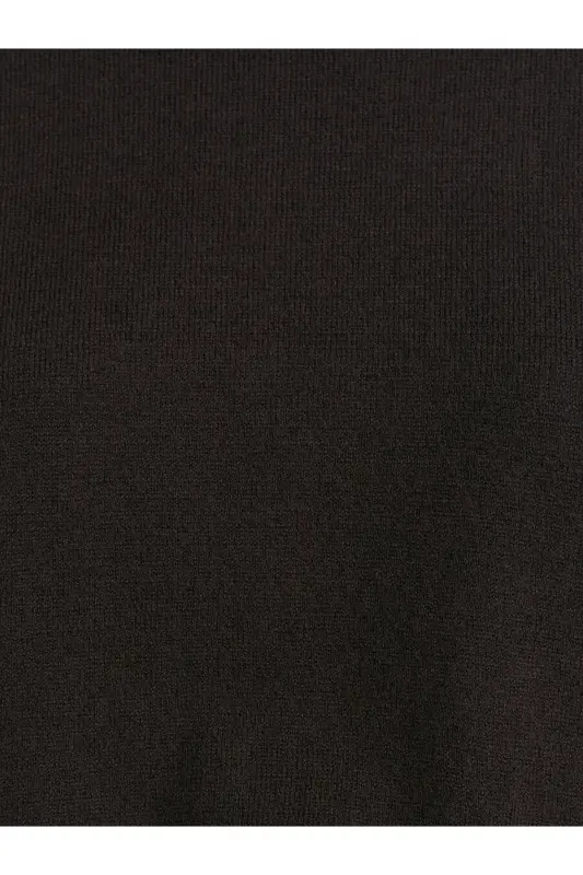 10633 Bisiklet Yaka Yünlü Basic Triko Kazak-Koyu Kahve-Koyu Kahve - 4