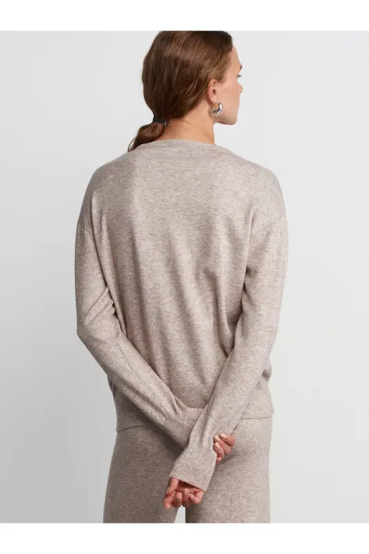 10633 Crew Neck Basic Knitted Sweater-mink M.-MINK MELANGE - 2