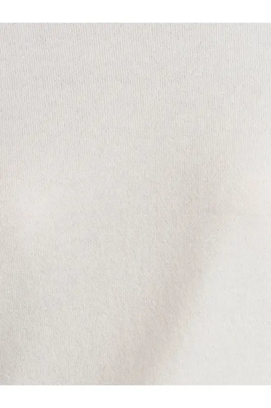 10633 Velosiped yoqali Basic Trikotaj Ko'ylak-Ekru-Ekru - 4