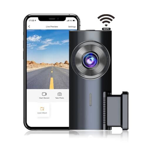 1080P Dash Kamera, Ücretsiz 32GB SD Kart, WiFi Dash Kamera, Tek Ön Araba Kamerası, Araba Kamerası, Gece Görüşlü Araba Dash Kameraları, Döngü Kaydı，Uzaktan Park İzleme İçin Mini Araba Kamerası - 8