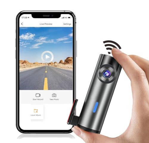 1080P Dash Kamera, Ücretsiz 32GB SD Kart, WiFi Dash Kamera, Tek Ön Araba Kamerası, Araba Kamerası, Gece Görüşlü Araba Dash Kameraları, Döngü Kaydı，Uzaktan Park İzleme İçin Mini Araba Kamerası - 1