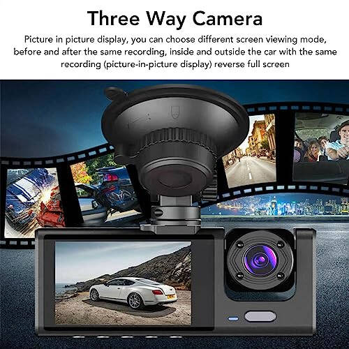 1080P Ön Görüntülü Yüksek Çözünürlüklü Dash Cam, 170° Geniş Açılı 3 Kanallı LCD Ekranlı Dash Cam, Dash Kamera, Tam Çevresel Video Kaydı, Kolay Kurulum, Daha Güvenli - 4