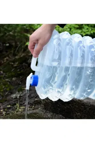10L Foldable Water Jug with Tap, Accordion Water Carafe with Spout Plastic Picnic Camping - EYNEL (1)