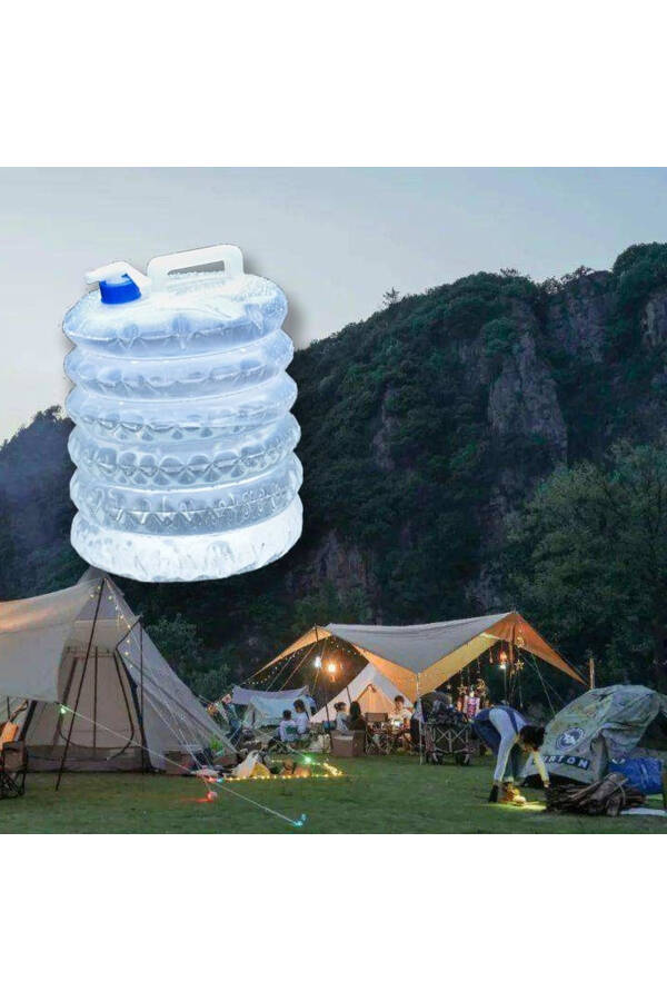 10L Foldable Water Jug with Tap, Accordion Water Carafe with Spout Plastic Picnic Camping - 6