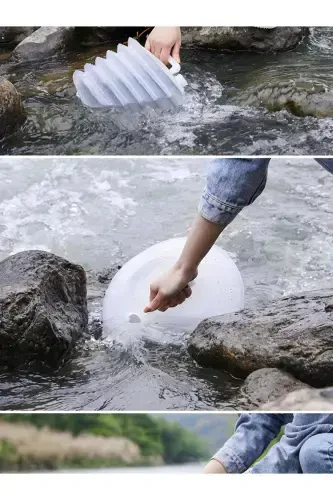 10L Foldable Water Jug with Tap, Accordion Water Carafe with Spout Plastic Picnic Camping - 4