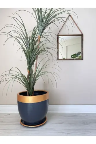 10liter Pot with Saucer Diameter: 25cmx Height: 23cm Anthracite Gold-Anthracite - ODKA (1)
