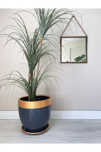 10liter Pot with Saucer Diameter: 25cmx Height: 23cm Anthracite Gold-Anthracite - ODKA (1)