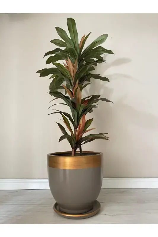 10Liter Pot with Saucer Diameter: 25cmx Height: 23cm Mink Gold-Mink - 1