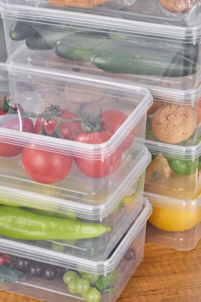 10'lu Buzdolabı Organizer Kendinden Kapaklı Mikrodalga Difrize Uygun 2000 ML Dikdörtgen Saklama Kabı - 11