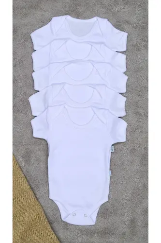 10'lu Kısa Kollu Zarf YakaKız Erkek Pamuklu Bebek Body - 10lukısakol - 3