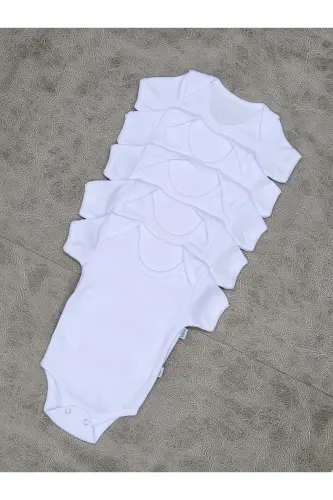 10'lu Kısa Kollu Zarf YakaKız Erkek Pamuklu Bebek Body - 10lukısakol - 4