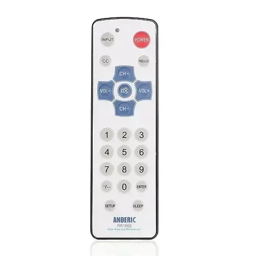 [10 Pack] Anderic EzWipe 1-Device Universal Cleanable TV Remote - Simple with Easy Wipe Surface TV Universal Remote Control - Hospitality - RR1002 - ANDERIC (1)