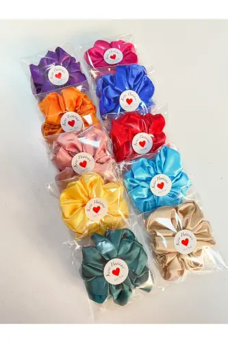 10'lu Paketli Renkli Hediye Kına Hatırası Simit Saç Tokası - 10 renkli - 3