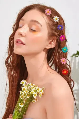 10’lu Renkli Papatya Toka Seti-Color daisy - 1