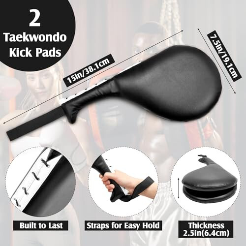Gemscream 10 In1 Punching Mitts Kick Pad Set Taekwondo Pads Boxing Mitts Focus Pads Boxing Gloves Safety Head Guard Wrist Band for Kickboxing, Karate, Muay Thai, MMA Training - 4