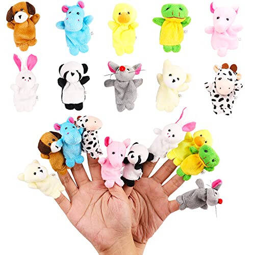 10Pcs Finger Puppets Set - Soft Plush Animals Finger Puppet Toys for Kids, Mini Plush Figures Toy Assortment for Boys & Girls, Party Favors for Shows, Playtime, Schools - 1