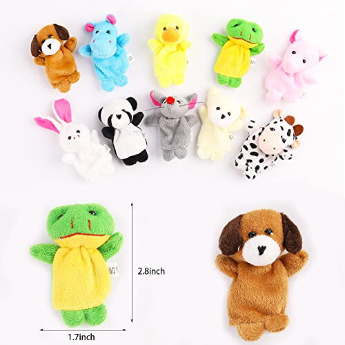 10Pcs Finger Puppets Set - Soft Plush Animals Finger Puppet Toys for Kids, Mini Plush Figures Toy Assortment for Boys & Girls, Party Favors for Shows, Playtime, Schools - 2