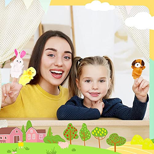 10Pcs Finger Puppets Set - Soft Plush Animals Finger Puppet Toys for Kids, Mini Plush Figures Toy Assortment for Boys & Girls, Party Favors for Shows, Playtime, Schools - 4