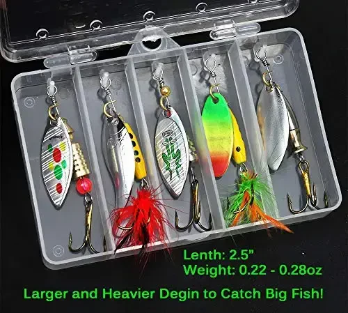 10pcs Fishing Lure Spinnerbait, Bass Trout Salmon Hard Metal Spinner Baits Kit with 2 Tackle Boxes by Tbuymax - TB Tbuymax