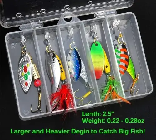 10pcs Fishing Lure Spinnerbait, Bass Trout Salmon Hard Metal Spinner Baits Kit with 2 Tackle Boxes by Tbuymax - 4