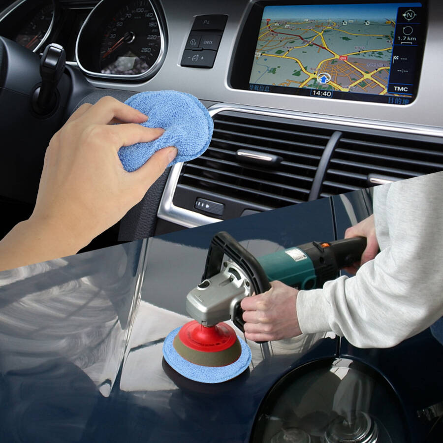 10pcs Microfiber Wax Applicator, EEEkit Ultra-Soft Microfiber Waxing Polish Car Applicator Pads, Foam Sponge Wax Applicator Pads for Cars Vehicle Glass Clean (Blue, 5