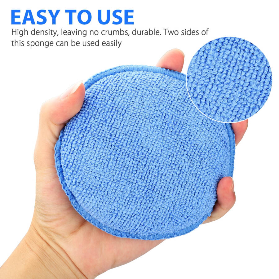 10pcs Microfiber Wax Applicator, EEEkit Ultra-Soft Microfiber Waxing Polish Car Applicator Pads, Foam Sponge Wax Applicator Pads for Cars Vehicle Glass Clean (Blue, 5