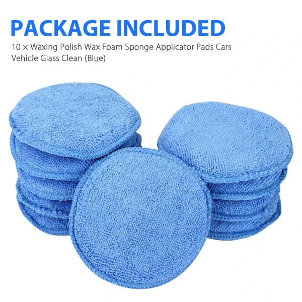 10pcs Microfiber Wax Applicator, EEEkit Ultra-Soft Microfiber Waxing Polish Car Applicator Pads, Foam Sponge Wax Applicator Pads for Cars Vehicle Glass Clean (Blue, 5