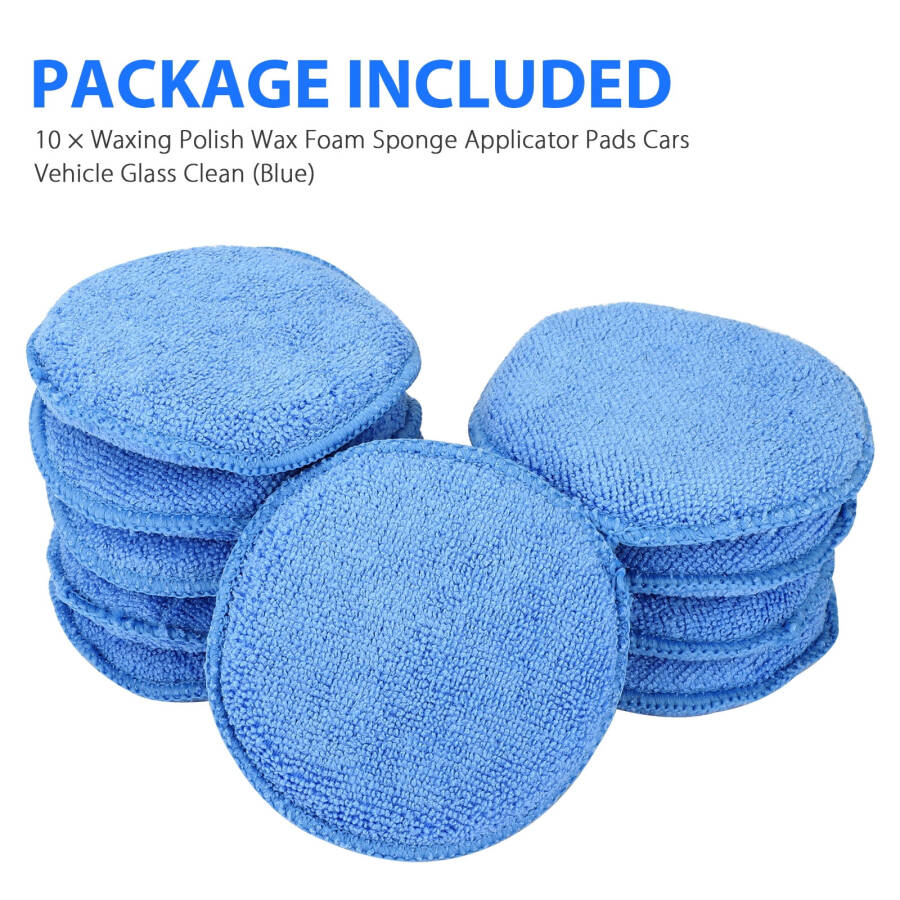 10pcs Microfiber Wax Applicator, EEEkit Ultra-Soft Microfiber Waxing Polish Car Applicator Pads, Foam Sponge Wax Applicator Pads for Cars Vehicle Glass Clean (Blue, 5