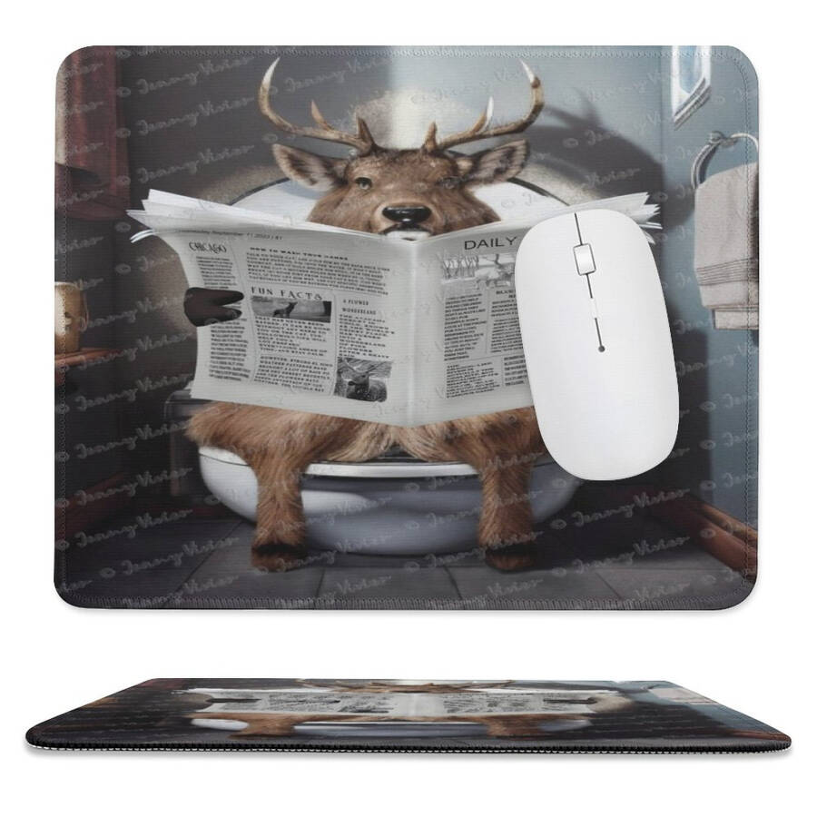 10x12 Inch Gaming Mouse Pad with Stitched Edges, Non-Slip Base, Moose Reading News - 8