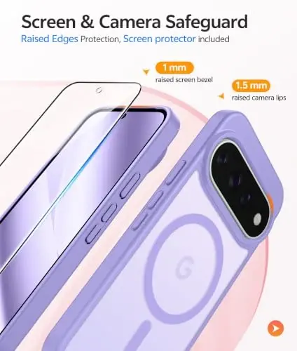 11 Pro XL g'ilofi uchun FNTCASE, Magsafe bilan mos, Ekran himoyachisi Och Binafsha | Yarim shaffof mat magnit orqa qism, 14FT Harbiy darajada tushishdan himoya, Zarbaga chidamli telefon g'ilofi, Och Binafsha - 3