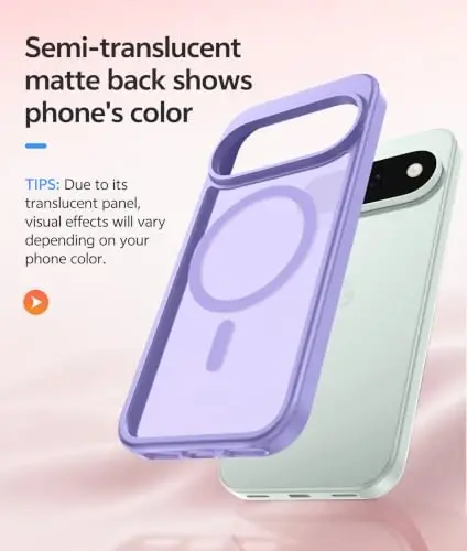 11 Pro XL g'ilofi uchun FNTCASE, Magsafe bilan mos, Ekran himoyachisi Och Binafsha | Yarim shaffof mat magnit orqa qism, 14FT Harbiy darajada tushishdan himoya, Zarbaga chidamli telefon g'ilofi, Och Binafsha - 4