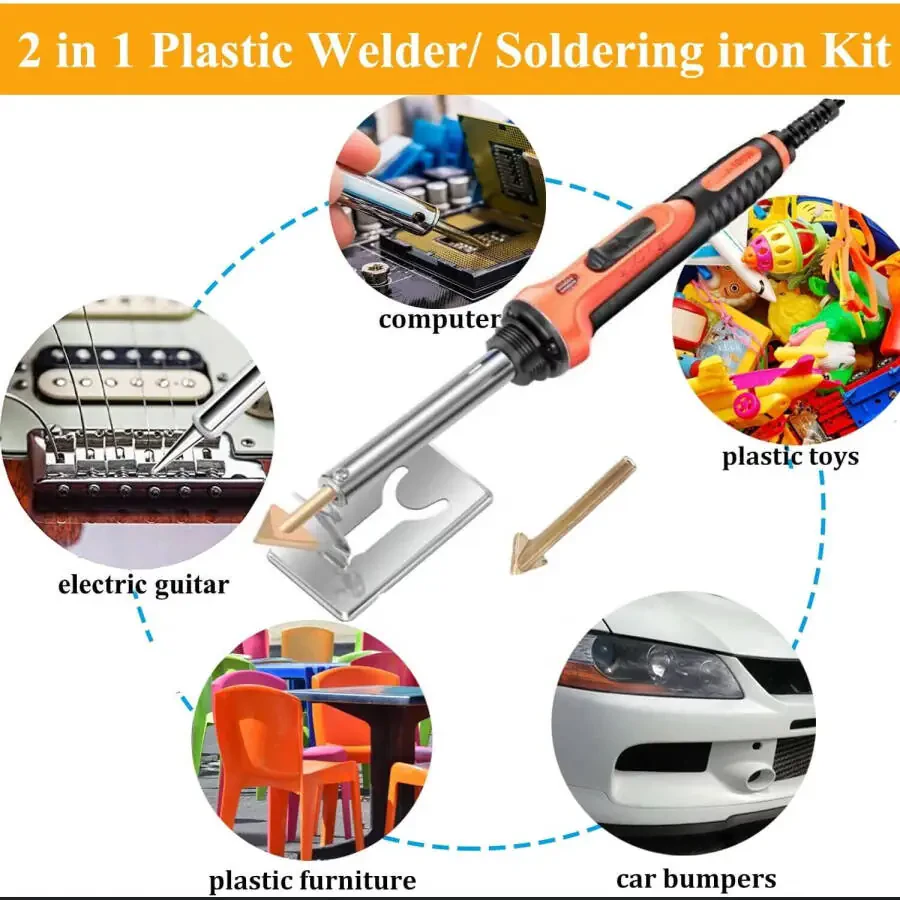 110V/100W Plastic Welding Kit - Includes Plastic Welder, 40 Welding Rods, Multiple Tips, and Accessories - Ideal for Car Bumpers, Dashboards, Kayaks, and More - Fast Heating, Easy to Use for Beginner - 9