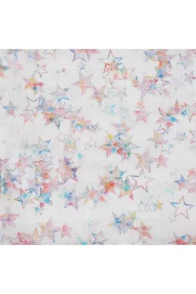 110x110 Rangli Yulduzlar Muslin Ko'p Maqsadli Choyshab 1 Dona - HOME HARMONY (1)