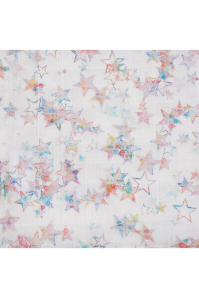 110x110 Rangli Yulduzlar Muslin Ko'p Maqsadli Choyshab 1 Dona - HOME HARMONY (1)