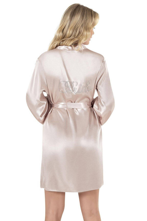 1153 Stone-Embellished Satin Robe Bride - 4