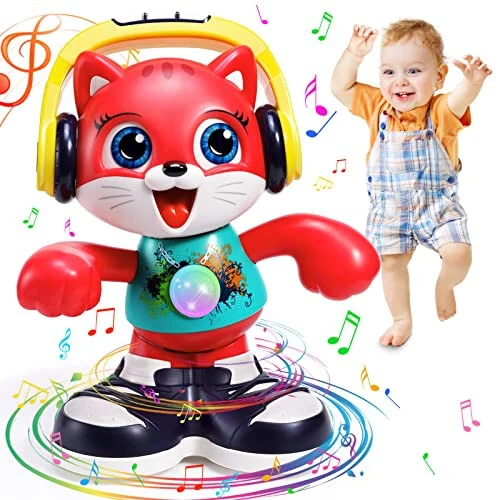 Baby Toys 12-18 Months Dancing Cat Toys for 1 Year Old Boys Girls with Music & Recording Kids Interactive Early Learning Educational Toddler Toys for 1 2 3 Year Old Boys Girls Birthday Xmas Gift - Baby